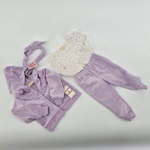 Btween Baby 4-Piece Velour Set Lavender | Size 9M | NWT.               I#.038